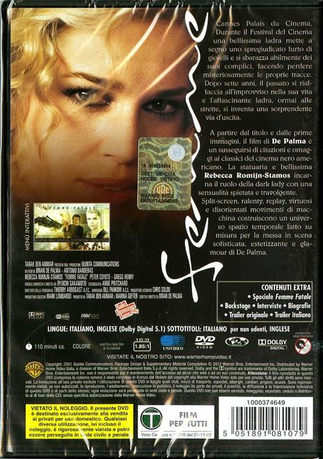 Femme Fatale di Brian De Palma - DVD - 2