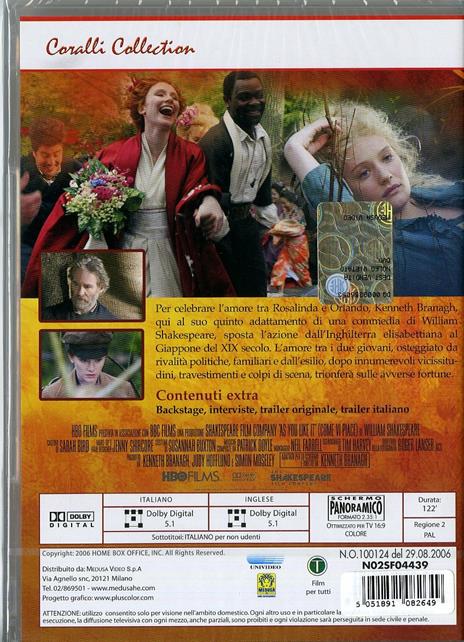 As You Like It di Kenneth Branagh - DVD - 2