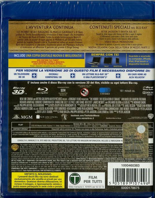 Lo Hobbit. La desolazione di Smaug 3D (2 Blu-ray + 2 Blu-ray 3D) di Peter Jackson - 2