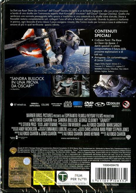 Gravity di Alfonso Cuaron - DVD - 2