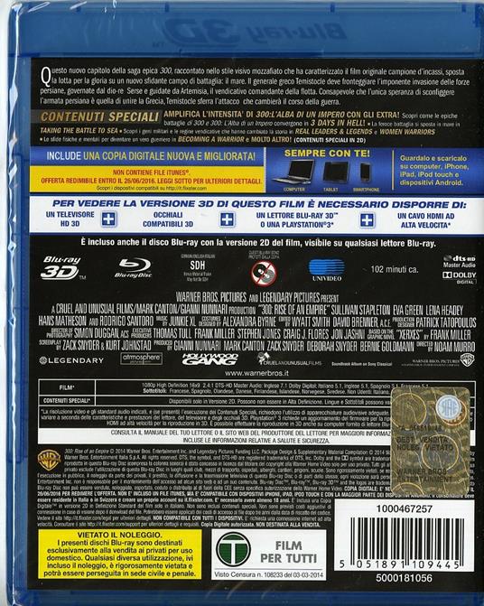 A 300. L'alba di un impero 3D (Blu-ray + Blu-ray 3D) di Noam Murro - Blu-ray + Blu-ray 3D - 2
