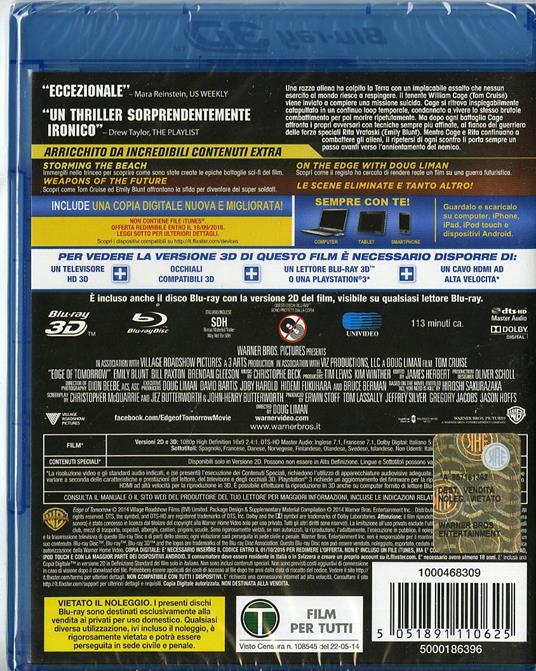 Edge of Tomorrow. Senza domani 3D (Blu-ray + Blu-ray 3D) di Doug Liman - 2