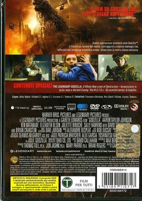 Godzilla di Gareth Edwards - DVD - 2