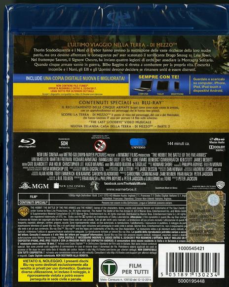 Lo Hobbit. La battaglia delle cinque armate (2 Blu-ray) di Peter Jackson - Blu-ray - 2