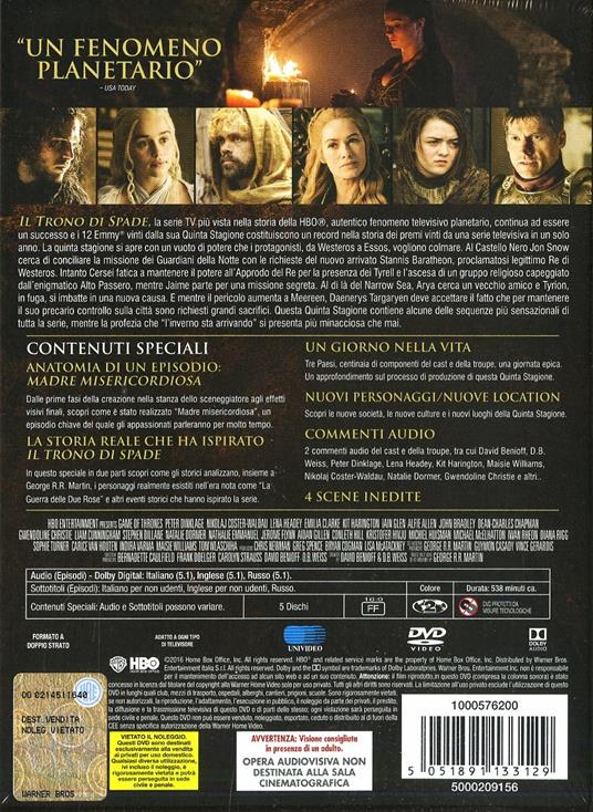 Il trono di spade. Stagione 5 (Serie TV ita) di Alex Graves,Daniel Minahan,Alik Sakharov - DVD - 3