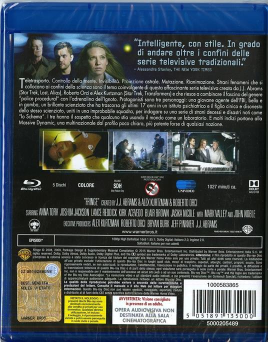 Fringe. Stagione 1 (5 Blu-ray) di Fred Toye,Brad Anderson,Paul A. Edwards - Blu-ray - 2
