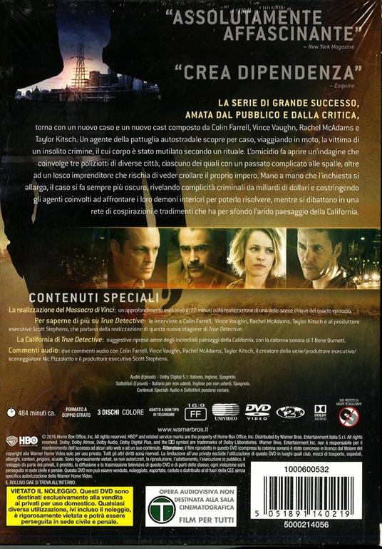 True Detective. Stagione 2. Serie TV ita (3 DVD) di Cary Fukunaga,Justin Lin,Daniel Attias,Janus Metz Pedersen - DVD - 2