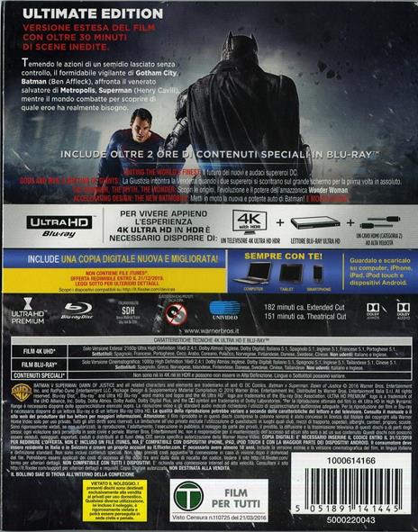 Batman v Superman. Dawn of Justice (Blu-ray + Blu-ray 4K Ultra HD) di Zack Snyder - Blu-ray + Blu-ray Ultra HD 4K - 8
