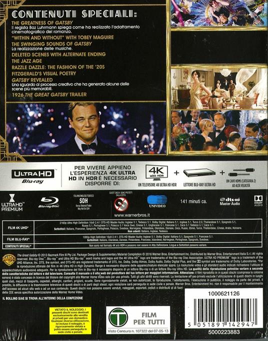 Il grande Gatsby (Blu-ray + Blu-ray 4K Ultra HD) di Baz Luhrmann - Blu-ray + Blu-ray Ultra HD 4K - 2