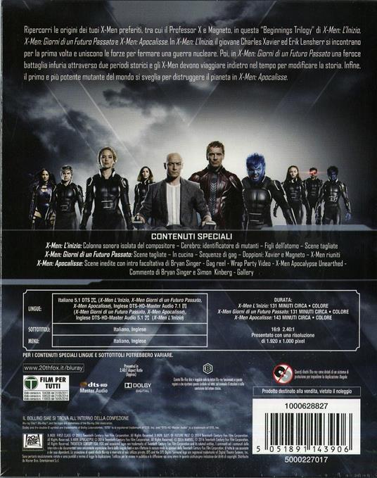X-Men Trilogy 2 (3 Blu-ray) di Bryan Singer,Matthew Vaughn - 2