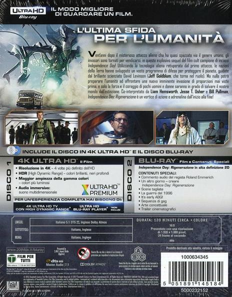Independence Day. Rigenerazione (Blu-ray + Blu-ray 4K Ultra HD) di Roland Emmerich - Blu-ray + Blu-ray Ultra HD 4K - 10