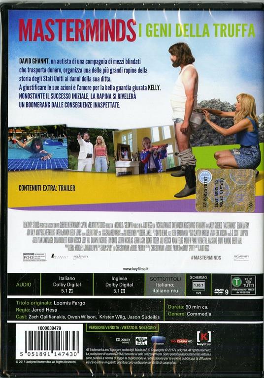 Masterminds. I geni della truffa di Jared Hess - DVD - 2