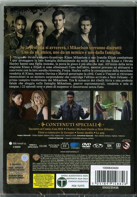The Originals. Stagione 3. Serie TV ita (5 DVD) di Chris Grismer,Jesse Warn,Jeffrey G. Hunt - DVD - 2