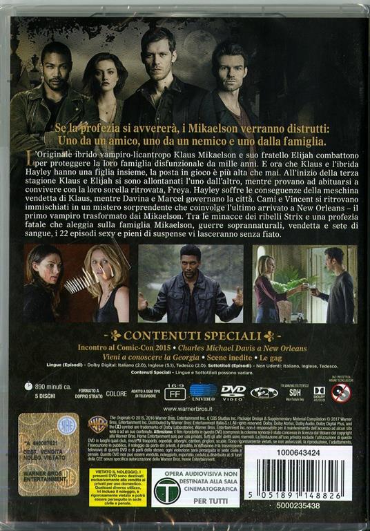 The Originals. Stagione 3. Serie TV ita (5 DVD) di Chris Grismer,Jesse Warn,Jeffrey G. Hunt - DVD - 2