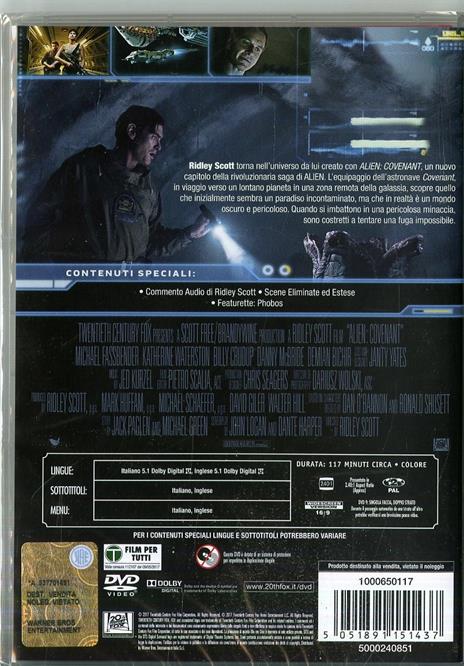 Alien: Covenant (DVD) di Ridley Scott - DVD - 2