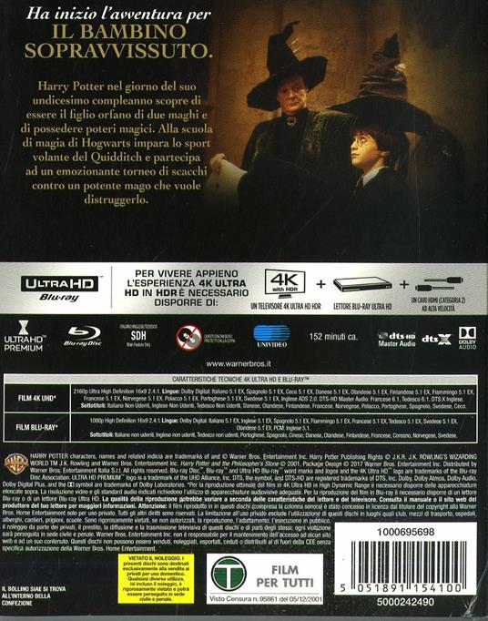 Harry Potter e la pietra filosofale (Blu-ray + Blu-ray 4K Ultra HD) di Chris Columbus - 2