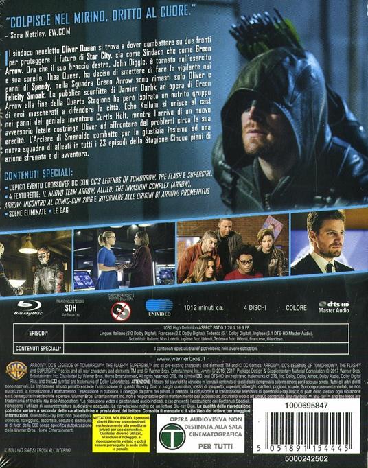 Arrow. Stagione 5. Serie TV ita (4 Blu-ray) di John Behring,Michael Schultz,Guy Norman Bee - Blu-ray - 2