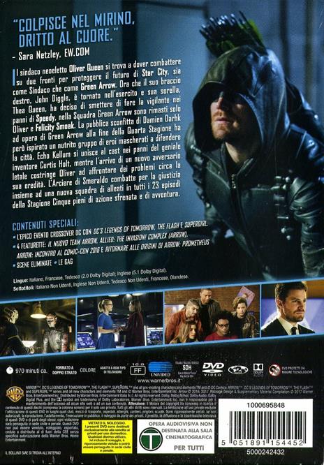 Arrow. Stagione 5. Serie TV ita (5 DVD) di John Behring,Michael Schultz,Guy Norman Bee - DVD - 2