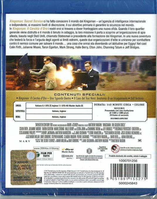 Kingsman. Il cerchio d'oro (Blu-ray) di Matthew Vaughn - Blu-ray - 2