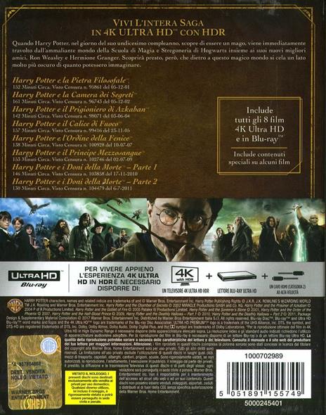 Harry Potter Collection 8 film (Blu-ray Ultra HD 4K) di Chris Columbus,Alfonso Cuaron,Mike Newell,David Yates - 2