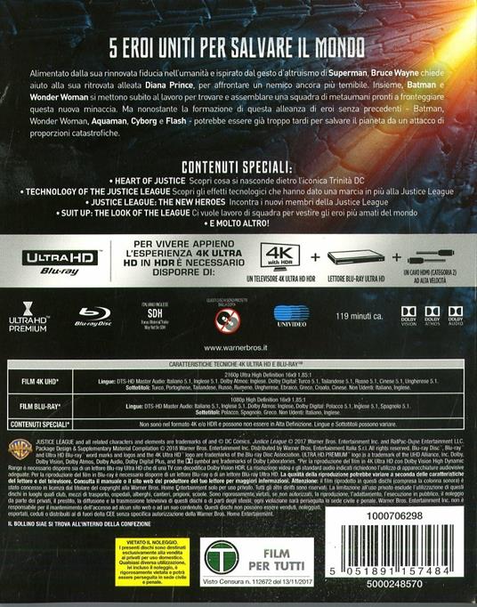 Justice League (Blu-ray + Blu-ray 4K Ultra HD) di Zack Snyder - 2
