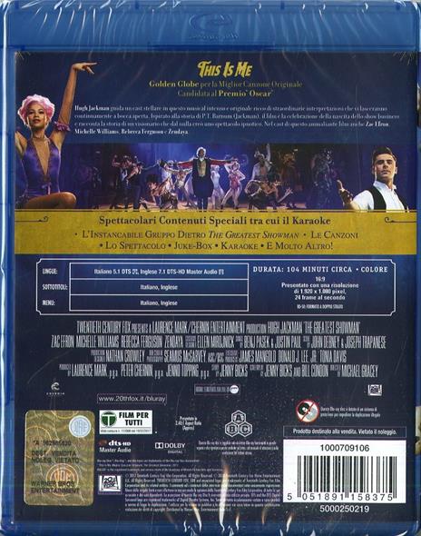 The Greatest Showman (Blu-ray) di Michael Gracey - Blu-ray - 2