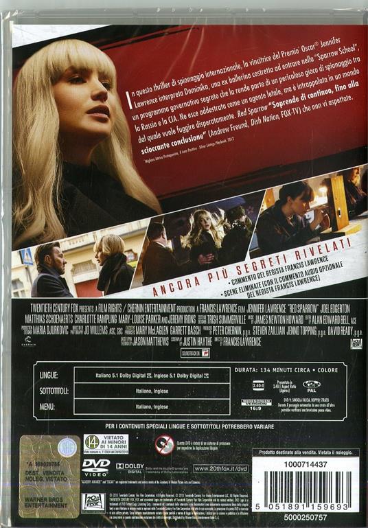 Red Sparrow (DVD) di Francis Lawrence - DVD - 3