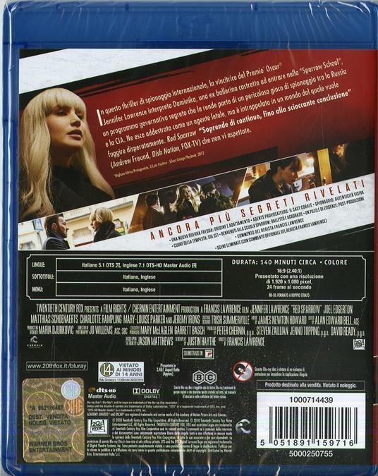 Red Sparrow (Blu-ray) di Francis Lawrence - Blu-ray - 3