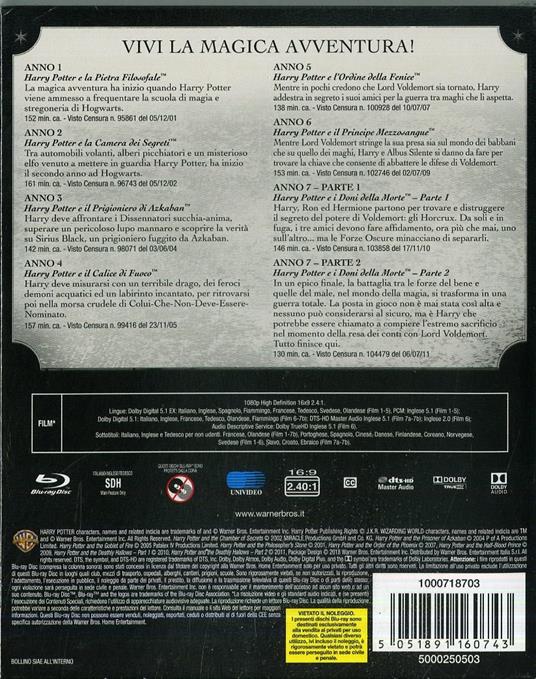 Harry Potter Collezione completa (8 Blu-ray) di Chris Columbus,Alfonso Cuaron,Mike Newell,David Yates - 2