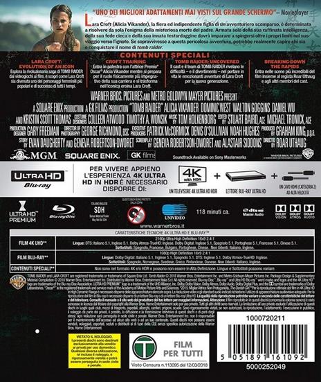 Tomb Raider (Blu-ray + Blu-ray 4K Ultra HD) di Roar Uthaug - Blu-ray + Blu-ray Ultra HD 4K - 7
