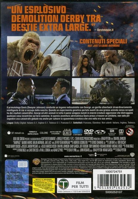 Rampage. Furia animale (DVD) di Brad Peyton - DVD - 2