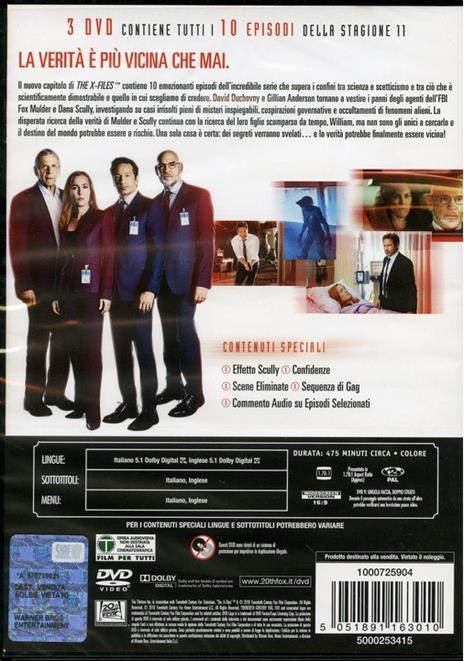 X Files. Stagione 11. Serie TV ita (3 DVD) di Chris Carter - DVD - 2