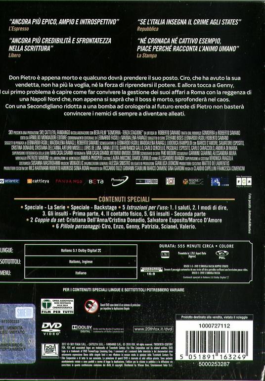 Gomorra. La Serie. Stagione 3 (4 DVD) di Stefano Sollima,Francesca Comencini,Claudio Cupellini - DVD - 2