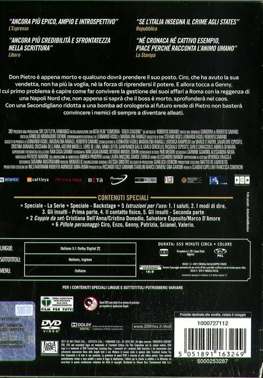 Gomorra. La Serie. Stagione 3 (4 DVD) di Stefano Sollima,Francesca Comencini,Claudio Cupellini - DVD - 2