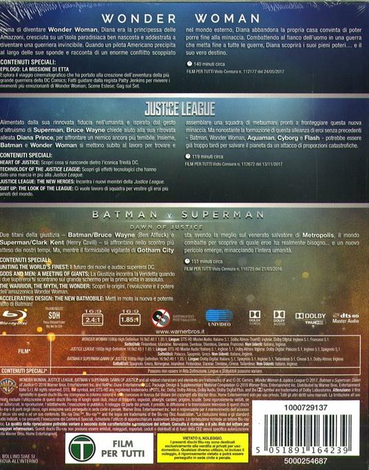 Cofanetto Boxset DC 3 Movies (3 Blu-ray) di Patty Jenkins,Zack Snyder - 2