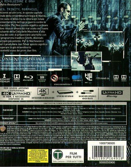 Matrix Revolutions (Blu-ray + Blu-ray 4K Ultra HD) di Andy Wachowski,Larry Wachowski - Blu-ray + Blu-ray Ultra HD 4K - 2