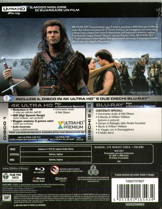 Braveheart (Blu-ray + Blu-ray 4K Ultra HD) di Mel Gibson - Blu-ray + Blu-ray Ultra HD 4K - 2