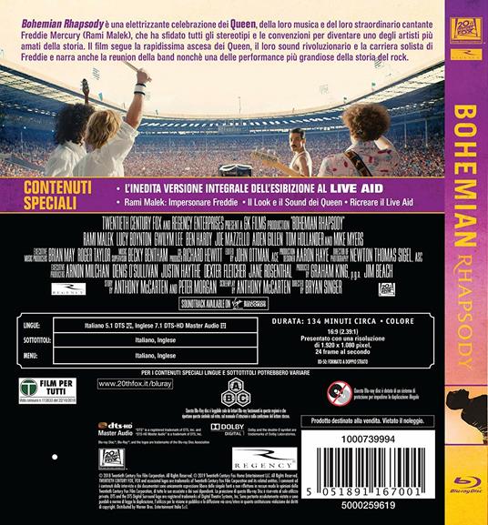 Bohemian Rhapsody (Blu-ray) di Bryan Singer - Blu-ray - 2