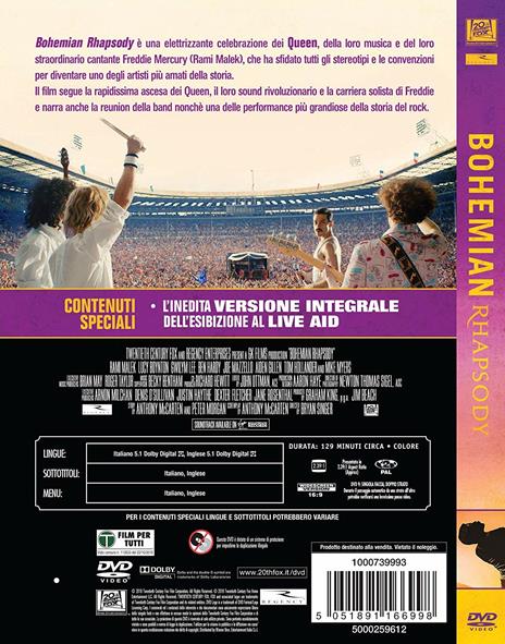 Bohemian Rhapsody. Con Colonna Sonora (DVD) di Bryan Singer - DVD - 2