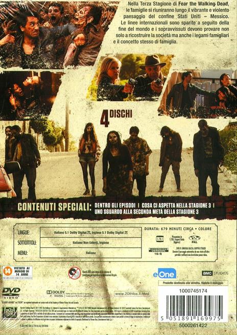 Fear the Walking Dead. Stagione 3. Serie TV ita (4 DVD) di Adam Davidson,Kari Skogland,Stefan Schwartz - DVD - 2