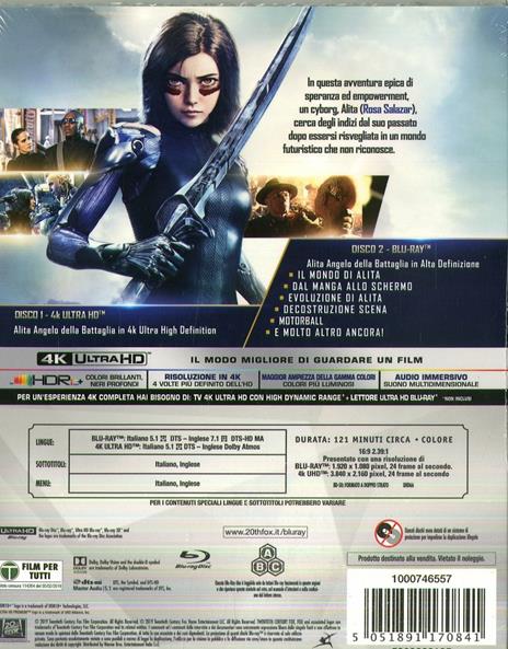 Alita. Angelo della battaglia (Blu-ray + Blu-ray 4K Ultra HD) di Robert Rodriguez - Blu-ray + Blu-ray Ultra HD 4K - 2