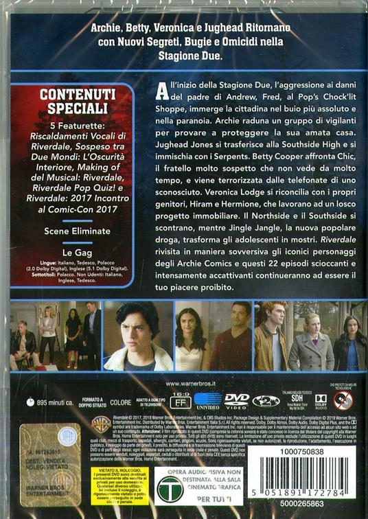 Riverdale. Stagione 2. Serie TV ita (DVD) di Lee Toland Krieger,Kevin Rodney Sullivan,Dawn Wilkinson,Rob Seidenglanz - DVD - 2