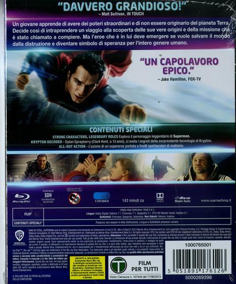L' uomo d'acciaio. Collezione DC Comics (Blu-ray) di Zack Snyder - Blu-ray - 2