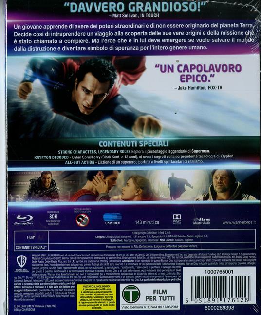 L' uomo d'acciaio. Collezione DC Comics (Blu-ray) di Zack Snyder - Blu-ray - 2