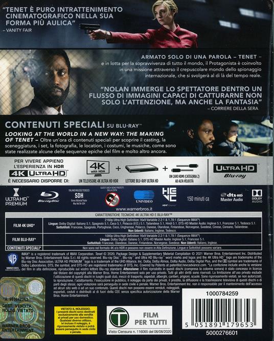 Tenet. Con Steelbook (Blu-ray + Blu-ray Ultra HD 4K) di Christopher Nolan - Blu-ray + Blu-ray Ultra HD 4K - 2