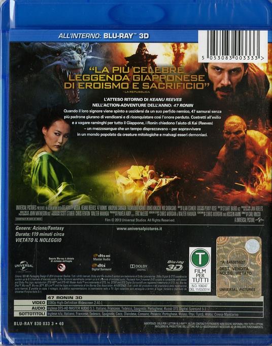 47 Ronin 3D<span>.</span> versione 3D di Carl Rinsch - Blu-ray - 2