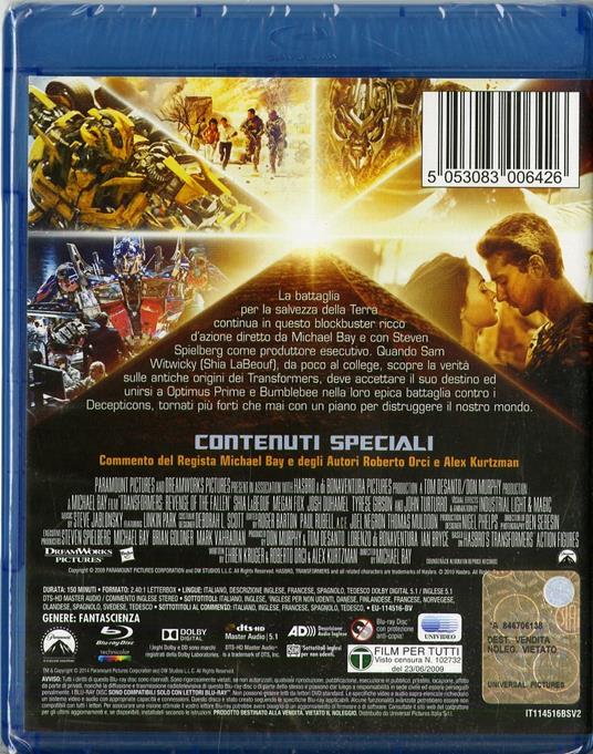 Transformers. La vendetta del caduto di Michael Bay - Blu-ray - 2