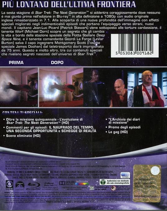 Star Trek. The Next Generation. Stagione 6 (6 Blu-ray) di Les Landau,Cliff Bole,Winrich Kolbe - Blu-ray - 2