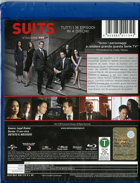 Suits. Stagione 3 (4 Blu-ray) di Kevin Bray,Michael Smith,John Scott - Blu-ray - 2