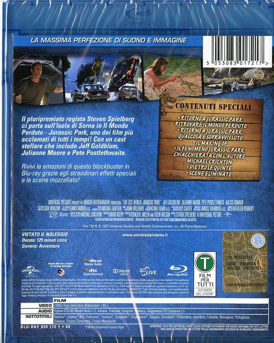 Il mondo perduto. Jurassic Park di Steven Spielberg - Blu-ray - 2